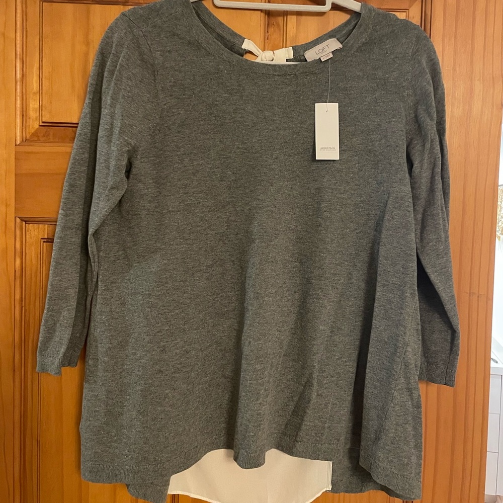 NWT Loft mixed media gray and cream sweater!
